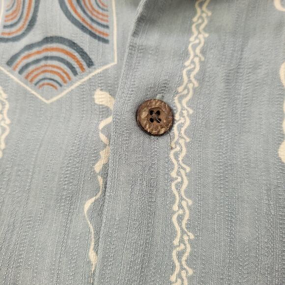 Tommy Bahama Blue-Gray Geometric Silk Shirt size Large - Picture 7 of 15